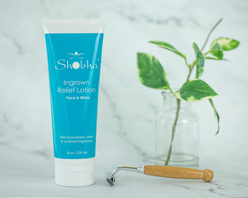 Shobha Ingrown Relief Lotion, 8 oz, One-Step Treatment for Post Waxing Hair Bump Removal