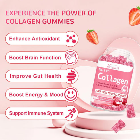 Sugar Free Collagen Gummies for Women Men, 2500mg Collagen with Biotin, Sea Moss, Vitamin C for Hair Skin Nails