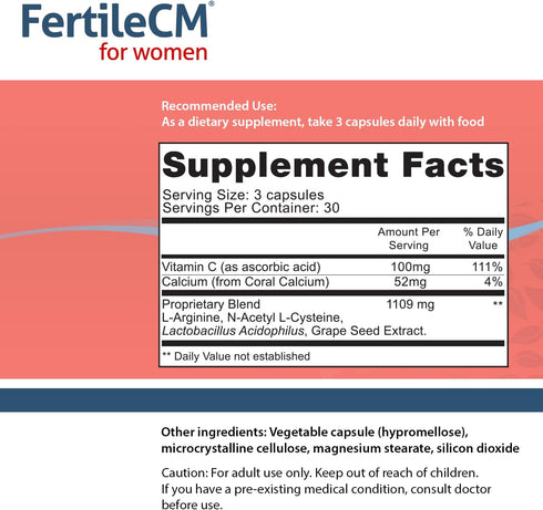 Fairhaven Health FertileCM Fertility Supplement for Women - 90 Capsules for Fertile Cervical Mucus & Ovulation Cycle