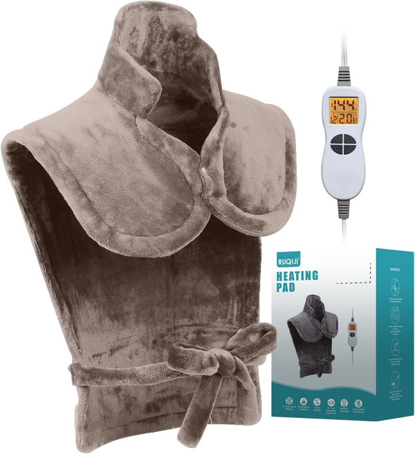 RUQIJI 26" x 35" Flannel Neck&Shoulder&Back Heating Pad with 12 Temperature Settings&Countdown timer,