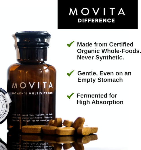 Movita Women's Daily Multivitamin - Organic, Vegan-Friendly, Gluten-Free, 30 Day Supply (Refill Pouch)
