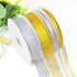 3/8" Width x 50 Yards Metallic Glitter Ribbon, Silver Glitter for Gift Wrapping, Festival Decoration, Wedding, Christmas