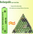 Yibatopow 16 Packs 500mAh 1.2v Rechargeable AAA Batteries,Triple A NiMH Precharged Solar Batteries for Outdoor Solar