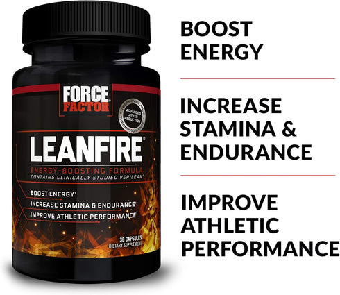 FORCE FACTOR LeanFire Pre Workout Energy Pills, 3-Pack with Green Tea Extract and Caffeine, 90 Capsules