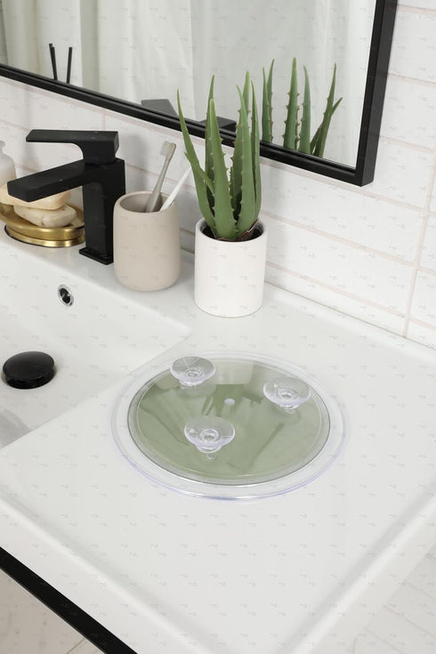 Jerdon Clear Portable Makeup Mirror - 9-Inch Diameter with Suction Cups and Vinyl Travel Case - 5X Magnification - JSC5