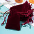 Nydotd 100pcs Velvet Cloth Jewelry Pouches, 2 X 2.8 inch Drawstring Bags for Christmas Candy Gift, Wine Red