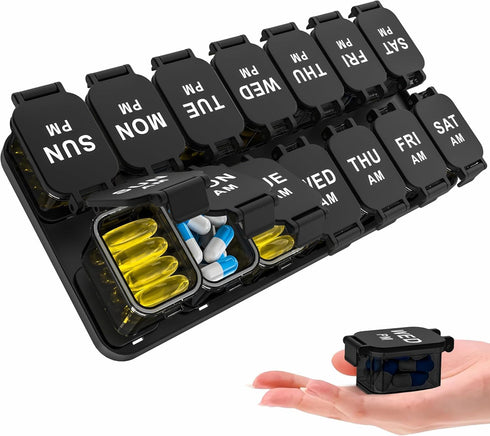 Toollygozz Extra Large Weekly Pill Organizer - Waterproof Pill Box 2 Times a
