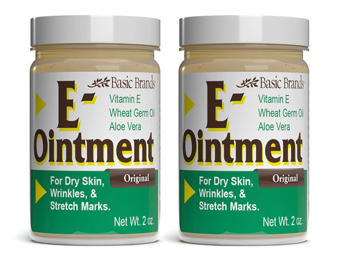 Basic Brands Vitamin E Ointment - 2oz, Moisture Enhancing, 2-Pack, Can Help Reduce Scars, Stretch Marks, Fine Lines