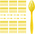 Yellow Plastic Spoons, Heavy Duty Disposable Party Supplies, 104 PCS