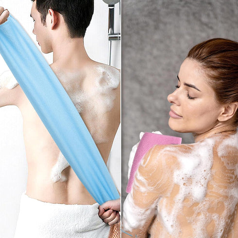 2Pcs Back Scrubber Body Bath Pull Strap Scrubber with Handles - Nylon Exfoliating Washcloth for Skin
