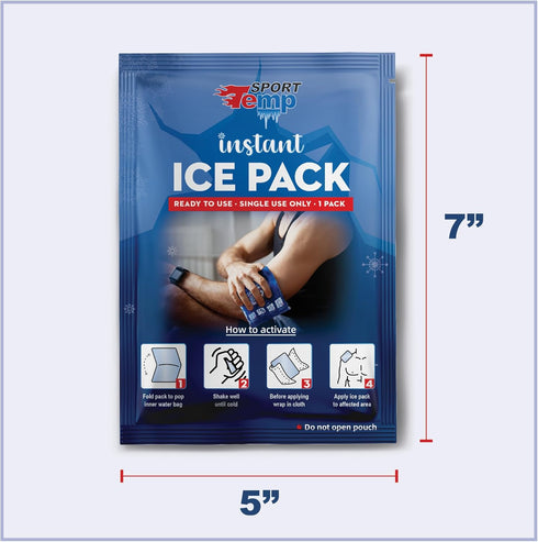 Instant Ice Cold Packs - 30 Individual Packs (7”x5”) for Pain Relief and Inflammation