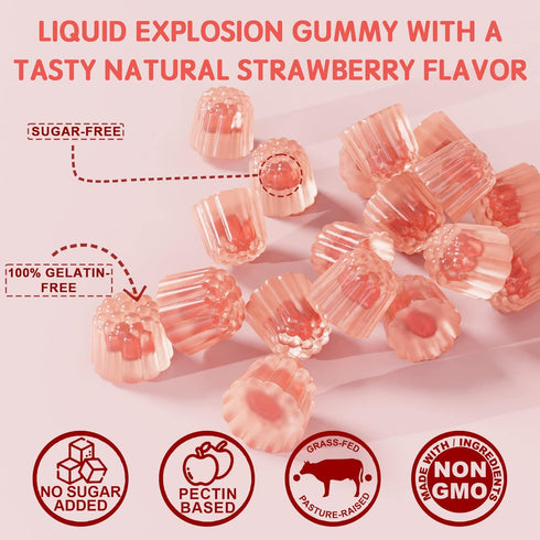 2Pack Sugar-Free Hydrolyzed Collagen Gummies - 1500mg Protein with 5000mcg Biotin & Vitamins for Skin, Hair & Energy