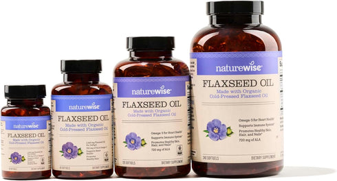 NatureWise Flaxseed Oil 1200mg - 240 Softgels for Heart Health, Organic, Cold Pressed, Non-GMO