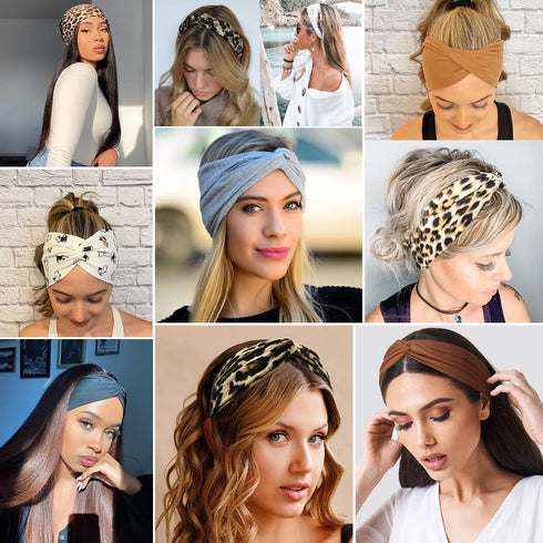 Kachanaa 12 Pack Headbands for Women, Elastic Wide Non-Slip Workout Yoga Hair Bands, Hair Accessories