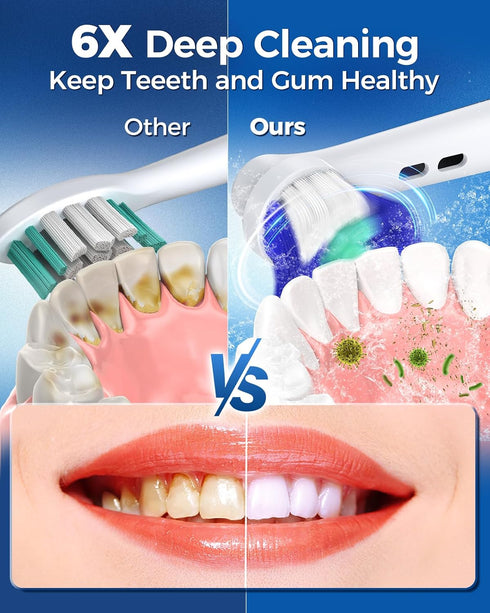 Rotating Electric Toothbrush for Adults, 8 Brush Heads, 4 Modes, Rechargeable Power, 2 Min Smart Timer, Dark Blue