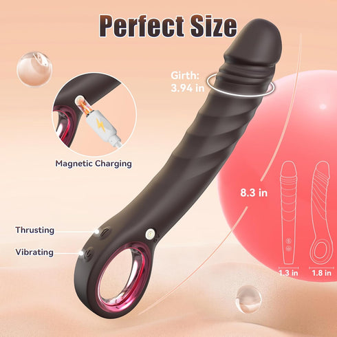 Kfaka Toys-8.3" 7 7 Thrusting Dildo Vibrator Sex Female G Spot Vibrator with Vibrating & Thrusting Modes,Adult Toys