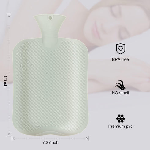 Hot Water Bottle with Soft Cover, 2L Large PVC Hot Water Bag, Refreezable Hot Cold Pack for Pain Relief