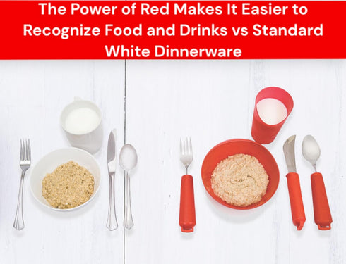 Essential Medical Supply Power of Red Adaptive Scoop Dish, Suction Cup Bottom for Easier Eating - 2 Dishes Included