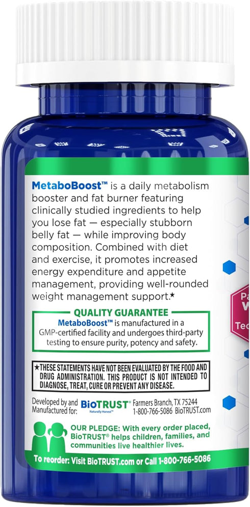 BioTrust MetaboBoost Weight Loss Supplement, Appetite Suppressant, Calorie Fat Burner, 60 Capsules
