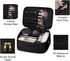 MAANGE Large Makeup Bag with 2pcs Small Bags, Portable Leather Travel Set for Women and Girls, Black