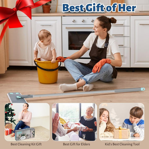 Broom and Mop Set, 3-in-1 Detachable Combo for House Cleaning, Collapsible Broom and Mop with Extension Pole