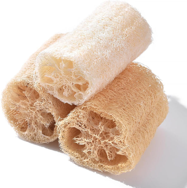 KADS Natural Loofah Sponge, 4 Pcs Unbleached Luffa in Bulk, Eco-Friendly Exfoliating Bath Scrubber for Adults