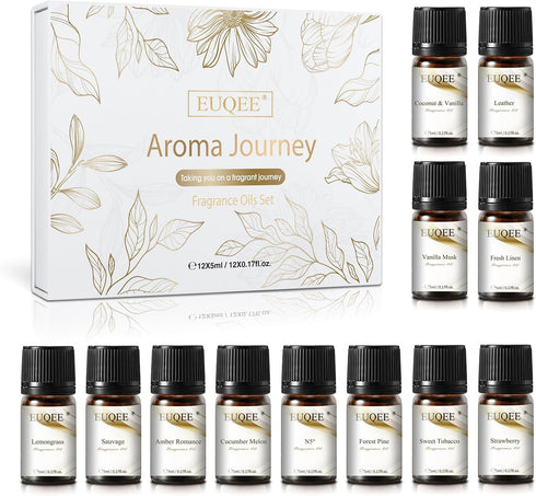 12PCS Fragrance Oils Gift Set - Premium Aroma Journey Aromatherapy Oils for Women, Diffuser, Soap Candle Making - 5ml