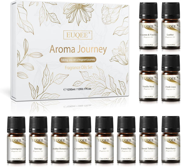 12PCS Fragrance Oils Gift Set - Premium Aroma Journey Aromatherapy Oils for Women, Diffuser, Soap Candle Making - 5ml