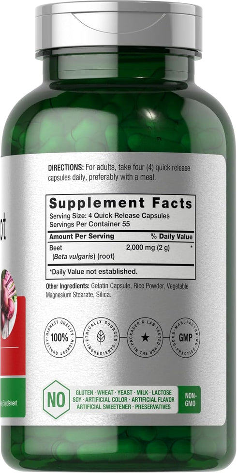 Horbaeach Beet Root Powder Capsules | 220 Pills | Herbal Extract | Non-GMO, Gluten Free Supplement