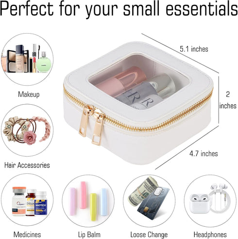 Mini Clear Makeup Bag, Small Cosmetic Bags with Zipper, Waterproof Clear Toiletry Bag Travel Makeup Organizer for Women