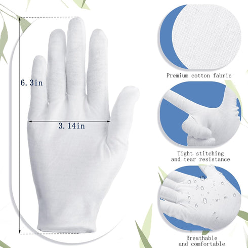 24 Pairs Eczema Gloves for Kids Eczema Sleeves Moisturizing Gloves White Cotton Gloves Washable and Reusable Overnight Dry Hands for Kids Eczema 3-10 Years(Small)