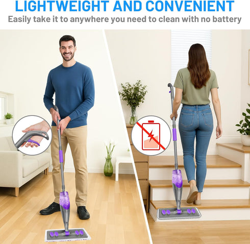 IOPRETTY 2 2 Spray Mops for Floor Cleaning - Wet Dry Mops with Washable + Disposable Pads for Swiffer Powermop