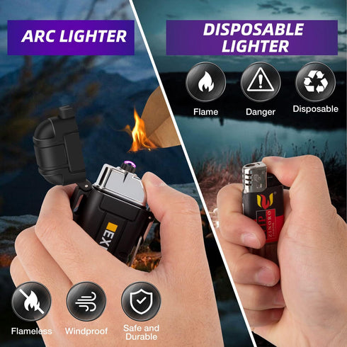 LcFun Arc Lighter, Waterproof Electric USB Type C Rechargeable, Dual Arc Plasma Flameless Lighter