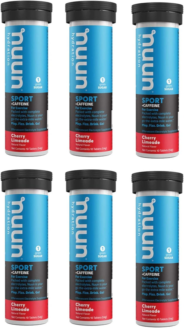 Nuun Energy Cherry Limeade Electrolyte + Caffeine Tablets, 6 Tubes of 10 Tabs