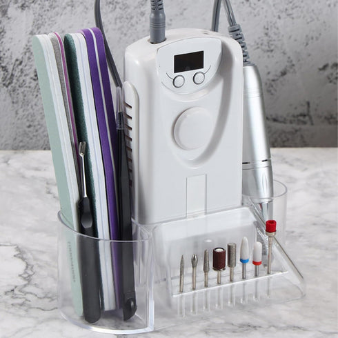 HURRISE Transparent Nail Drill Grinding Bit Organizer, Large Capacity Holder Storage Case for Manicure Tools