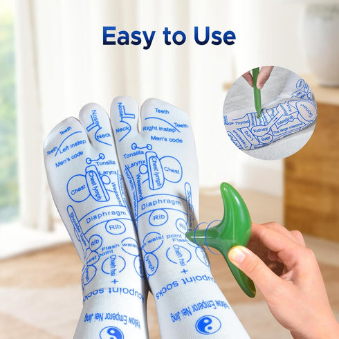 Reflexology Socks with Tools and Gloves Set, Unisex Acupuncture Socks Kit for Foot Massage