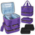 Nail Polish Organizer Case - Purple Three Layer Storage Bag with Adjustable Dividers Holds 84 Bottles Nail Polish Nail