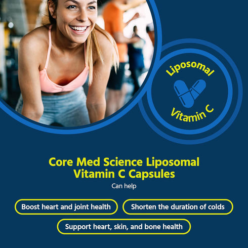 Core Med Science Liposomal Vitamin C 1000mg, 180 Capsules, Non-GMO Natural Supplement for Healthy Skin, Immune System