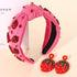 Strawberry Headbands for Women, Tropical Fruit Embellished Rhinestone Crystal Wide Top Knot Headband, Summer Hair