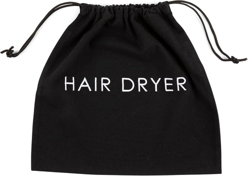 Jerdon 12” x 12” Black Hair Dryer Bag with Drawstring for Storage