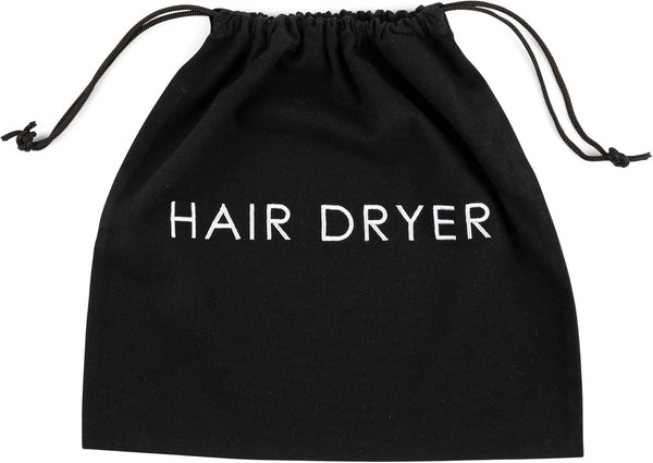 Jerdon 12” x 12” Black Hair Dryer Bag with Drawstring for Storage