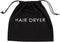 Jerdon 12” x 12” Black Hair Dryer Bag with Drawstring for Storage