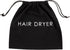 Jerdon 12” x 12” Black Hair Dryer Bag with Drawstring for Storage