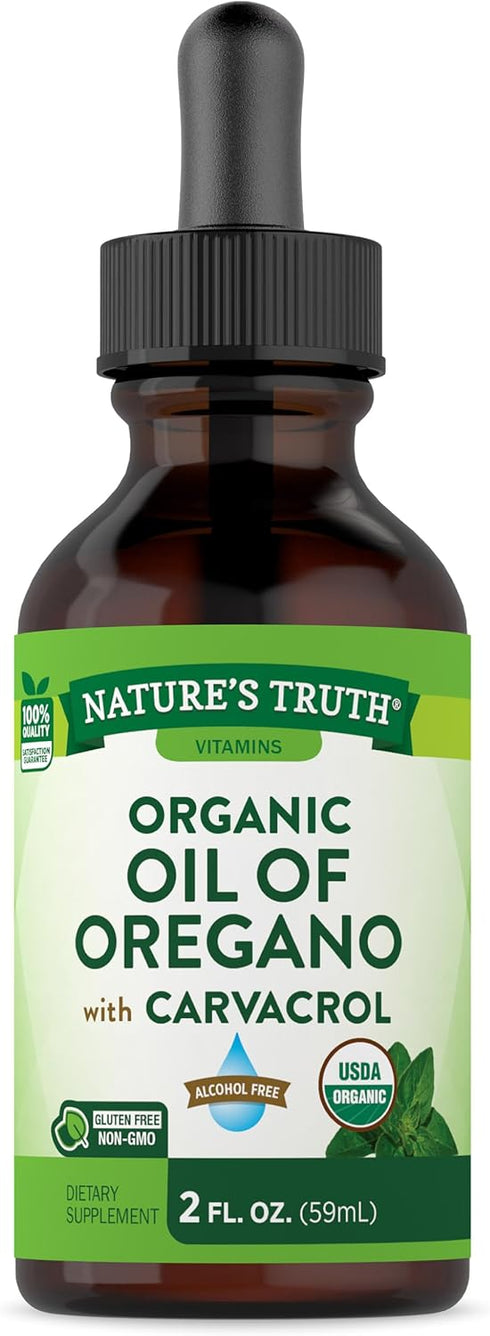Nature's Truth Oil of Oregano Organic Liquid Drops, 2 fl oz, Mediterranean & Wild Oregano Supplement