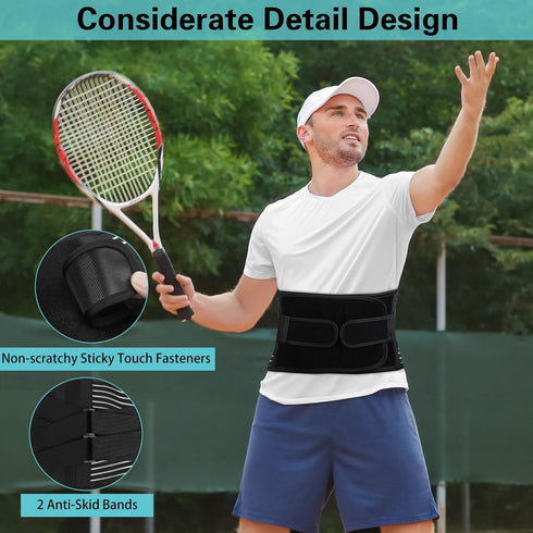 Back Brace for Lower Back Pain Relief - Anti-skid Lumbar Support Belt with Mesh for Women Men, Adjustable Lumbar