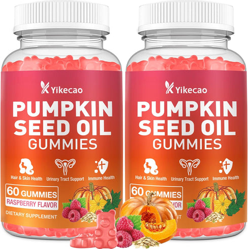Yikecao 2 Pack Pumpkin Seed Oil Gummies, Pumpkin Seed Oil Supplement with Saw