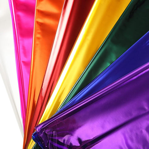 16 Pcs 28 x 40 Inch Cellophane Sheets, Colored Transparent Gift Wrap with 240 Pcs Metallic Twist Ties for Crafts