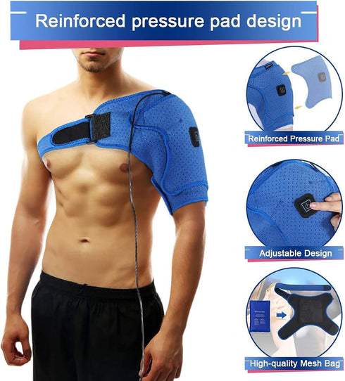 LoKori Frozen 3 Settings,Compression Heated Shoulder Wrap Brace, Shoulder Heating Pads Massager for Men Women Shoulder