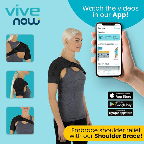 Vive Shoulder Brace for Women - Compression Support Sleeve for Injury Recovery, Rotator Cuff, Arthritis, Black, Medium