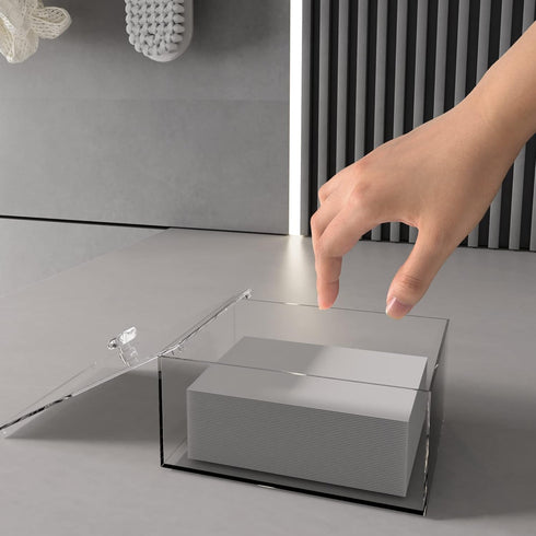 Acrylic Laundry Detergent Sheets Dispenser with Lid, Storage Box for Laundry